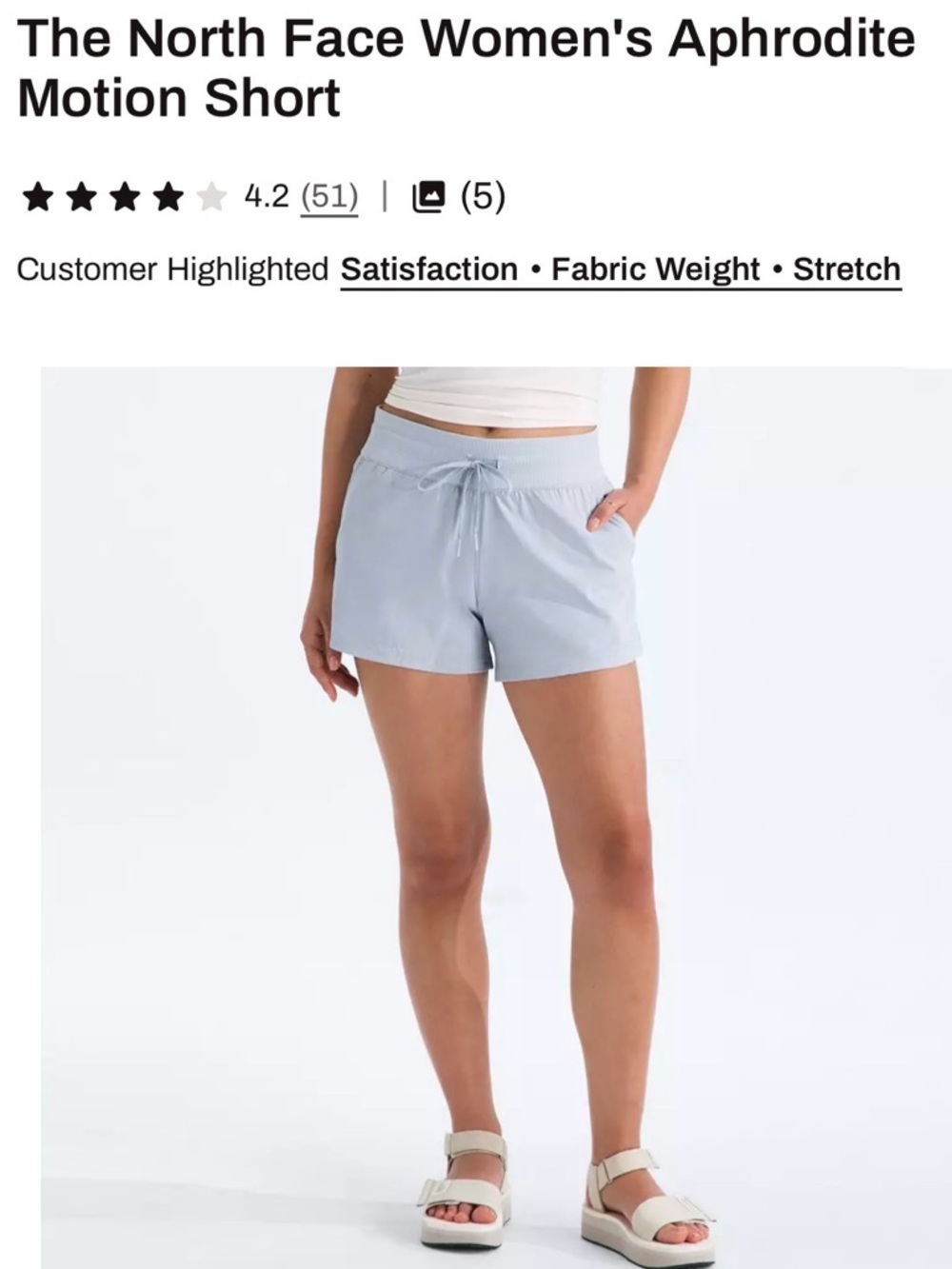 NWT The North Face Women's Aphrodite Motion Short - Light Blue, size M